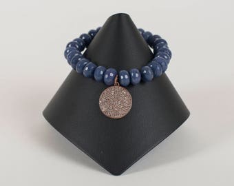 White topaz and Sapphire agate bracelet