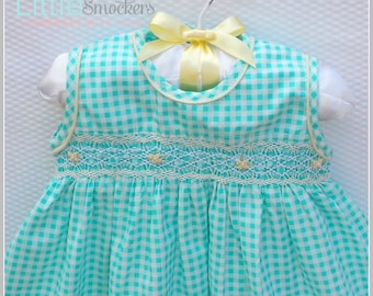 Beautiful Acqua green hand smocked baby dress - Size 1