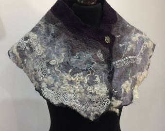 Handmade felt cowl scarf "Storm"