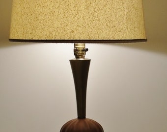 Mid Century Modern Vintage Table Lamp with Brass Accents