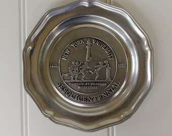 NYU Commemorative Pewter Plate - 150 Years - Collectible