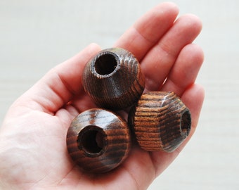 Large Hole Vintage Giant Beads // Extra Large Beads // Vintage Macrame Beads // Large Wooden Beads // Pack of 4 // W057