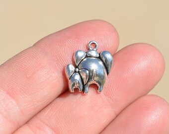 1 Silver Mother and Baby Elephant Charm SC3547