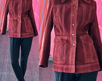 70s Suede Jacket 70s Suede Patchwork Mod Motorcycle Hippie Jacket
