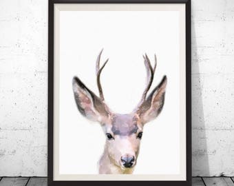 Nursery Decor, Printable Gift, Deer Print, Home Decor, Woodland Nursery, Animal Print, Deer Poster, Deer Head, Woodland Animals, Deer Antler