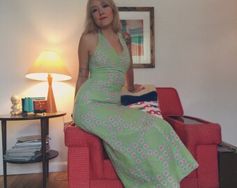 Vintage Halter Maxi Dress SM