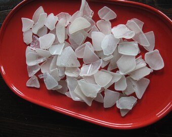 One Pound of Hand Picked Hudson River Glass! Medium and Large Pieces! White Color!