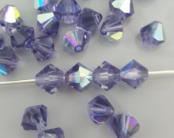 Swarovski 6mm Bicone Crystal Beads - TANZANITE AB, 10, 20 or 50