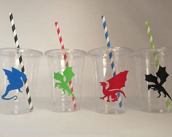 Dragon party cups, Dragon Birthday Party Cups, Knight Party Cups, Knight Birthday Party Cups, Dragon Party favors