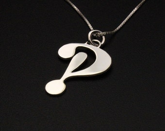 question mark and exclamation mark necklace sterling silver Question mark pendant with sterling silver box chain.