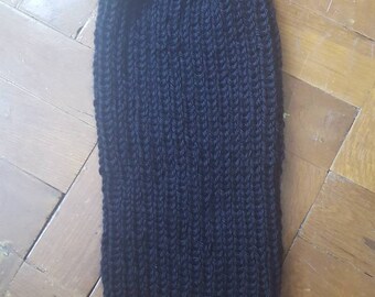 Lightweight hand-knitted black slouchy hat