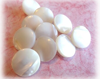 10 Vintage White Pearl Buttons 9/16 Inch from Muscatine, Iowa for Sewing, Crafts, Scrapbooking, Cardmaking, Jewelry