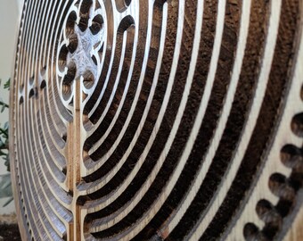 Labyrinth, Wood Carved labyrinth, Meditation Decor, Finger Labyrinth,