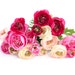 20 Mini Ranunculus in Cerise Pink Tones, White and Deep Magenta - silk flowers, artificial flowers - ITEM 0214