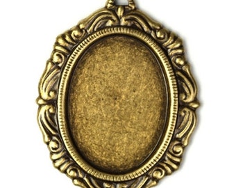 Ornate Settings 25x18mm Oval 1 Loop Brass Ox (2) FI421