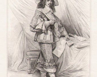 French antique engraving from Versailles, 1840