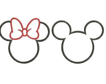 27 Sizes Mickey and Minnie Head Ears Mouse Monogram Frame Girl Bow Applique Design Embroidery Machine Instant Download EN2205E1_EN2163E4