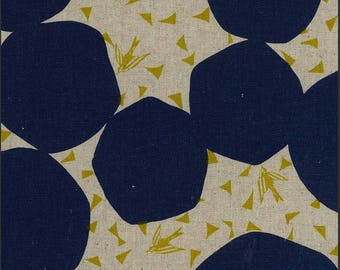 Kokka Fabric Linen Canvas - Japanese Fabric - Echino 2018 Bubbles in Navy - Cotton Canvas Fabric - Half Yard (about 50cm) Pre Cut