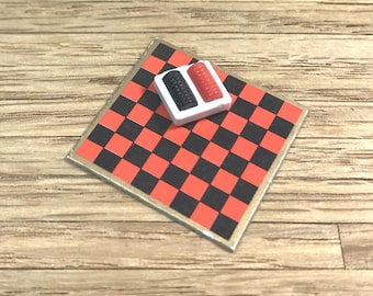 TOMY CHECKER GAME, 1970's, 1:18 Lundby Scale, Smaller Homes & Garden, Vintage Dollhouse Accessory