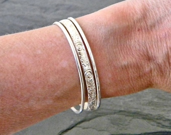Silver Cuff Bracelets - Sterling Silver Stacking Bangles - Stacking Bracelets - Gift for Her - Open Bangle Bracelet - Silver Bracelet Cuff