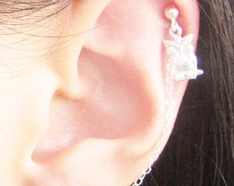 Sterling Silver Single Owl Cartilage Double Piercing