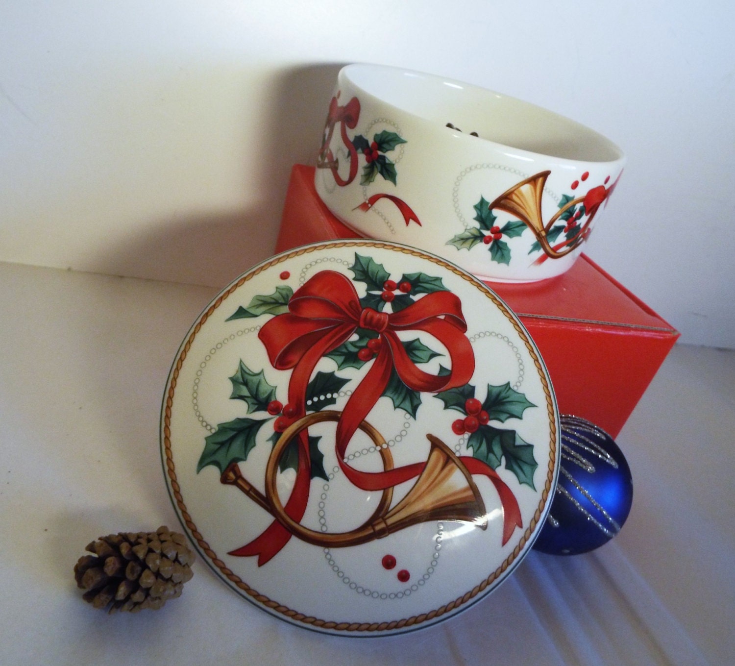 Vintage Mikasa Candy Dish/ Christmas Magic/ In Original Box/
