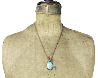 Bell Copper Arrowhead Necklace, Copper and Turquoise Pendant Necklace, Long Copper Necklace, Copper Chain Necklace, Copper Pendant Necklace