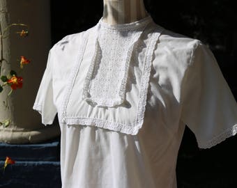 50s White Cotton Blouse