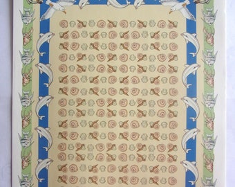 set of 10 sheets papers fancy scrapbooking - Dolphin fish shells .ref 626