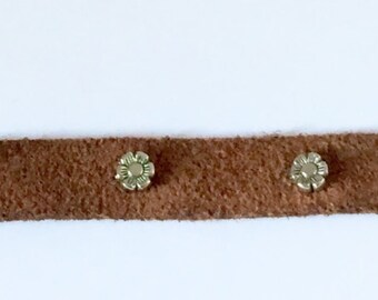 brown suede bracelet with flower accents