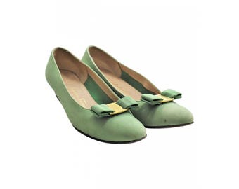 Green Ferragamo Pumps