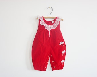 Vintage Red Newborn Romper