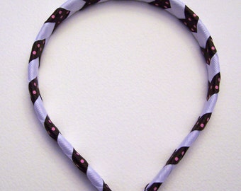 Brown and Pink Dot Chevron Headband