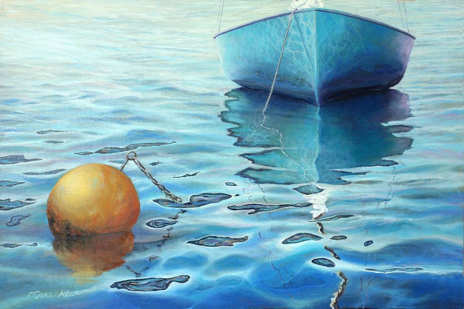 Calm turquoise sea Original Oil Painting on canvas/ linen.