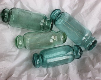 Set of 4 Vintage Hand-blown Japanese Glass Fishing Floats - 4"-6" (Approximate) Rolling Pin , Set of 4 - FREE SHIPPING