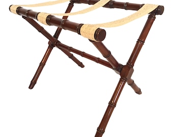 Faux Bamboo Carved Wood Luggage Rack by Kindel