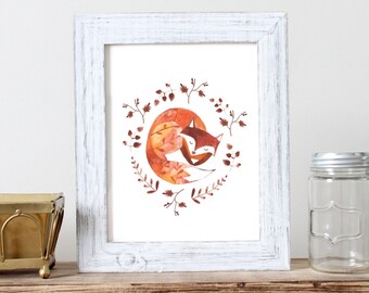 Sleeping Fox Print - Print of Watercolour Illustration