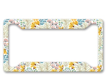 Bright All Over Flower Pattern Print - Bright Colored Boho Hippie Folk Floral Pattern - Auto License Plate Frame - LP1786