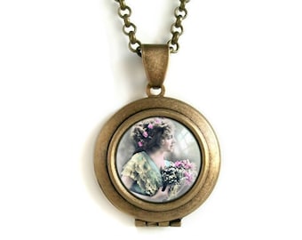 Antique Photo Locket Pendant | Edwardian Necklace | Vintage Inspired Jewelry