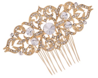 Wedding hair comb, gold hair comb, rhinestone hair comb, bridal hair comb, hair comb