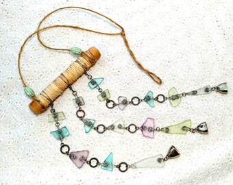 Zen Mobile - Suncatcher - windchime - bell - tranquility - sun catcher - wind chime - sea glass - crystal bead - wirewrap - silver bell
