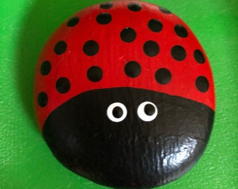 Hand Painted Ladybug Stone / Rock Art / Garden Stone / Yard