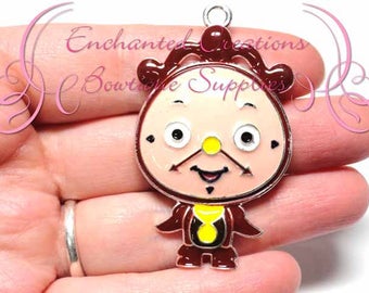 2" Cogsworth The Clock Inspired Charm, Chunky Pendant, Keychain, Bookmark, Zipper Pull, Chunky Jewelry, Purse Charm, Planner Charm