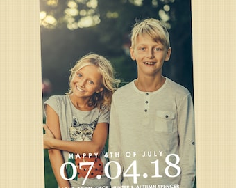 4th of July photo card - Independence Day greetings card (DATE Happy 4th of July)