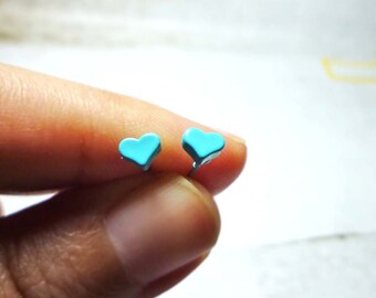 Tiny Pastel Heart Stud Earrings, Dainty Earrings