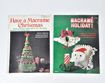 2 1970's Christmas Macrame Books - Vintage Macrame Christmas Designs - Patterns