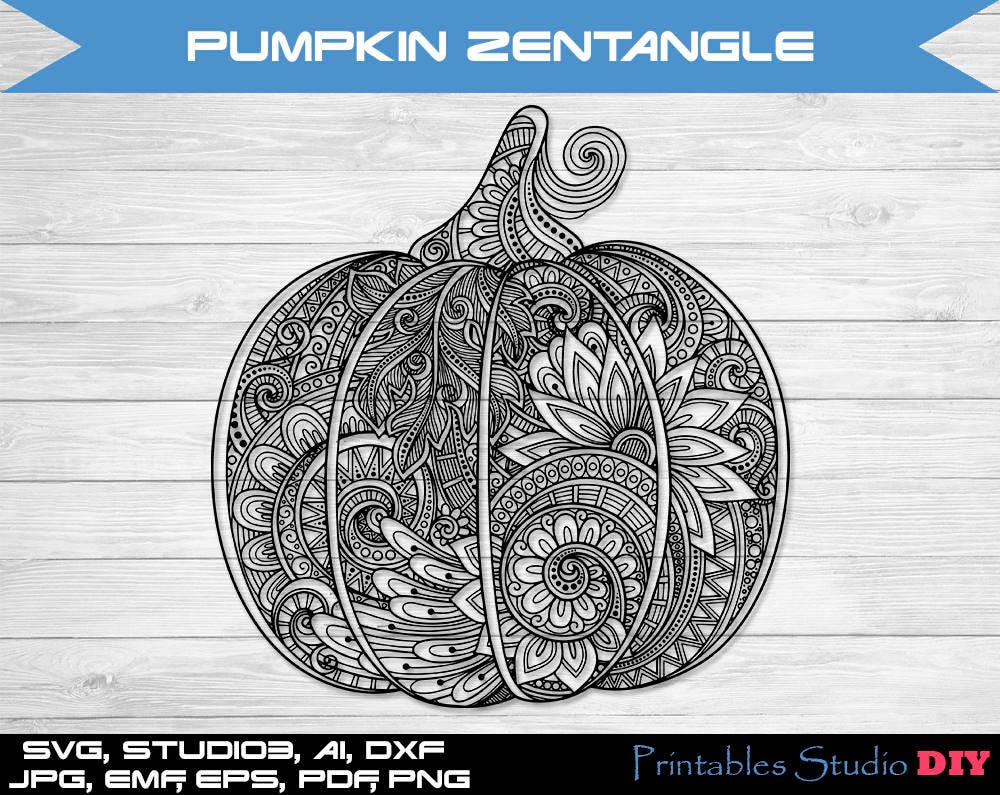 Download Pumpkin Zentangle mandala files cuttable Cricut Design