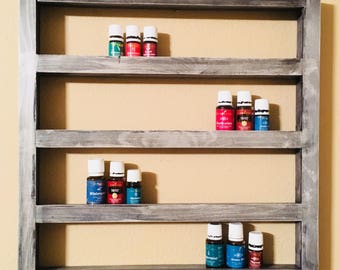 Essential Oil Shelf, nail polish shelf, storage, display, holds 52 (15ml bottles), floating, rustic, distressed, nicknacks, geometric