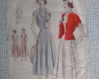 1949 Dress & Jacket - 36" Bust - Vogue 6744 - Vintage Sewing Pattern