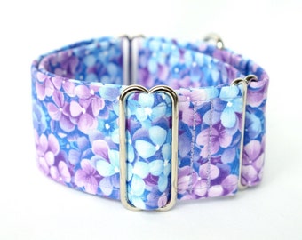 Martingale collar, Greyhound Collar, Galgo Collar, Saluki Collar, Sighthound Collar, Floral Collar, Blue Lilac Martingale, Cotton Dog Collar